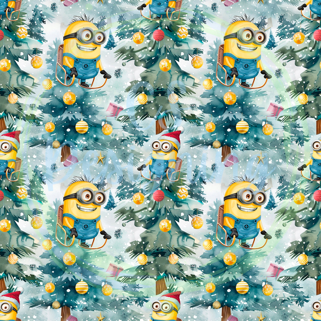 Christmas yellow alien seamless pattern