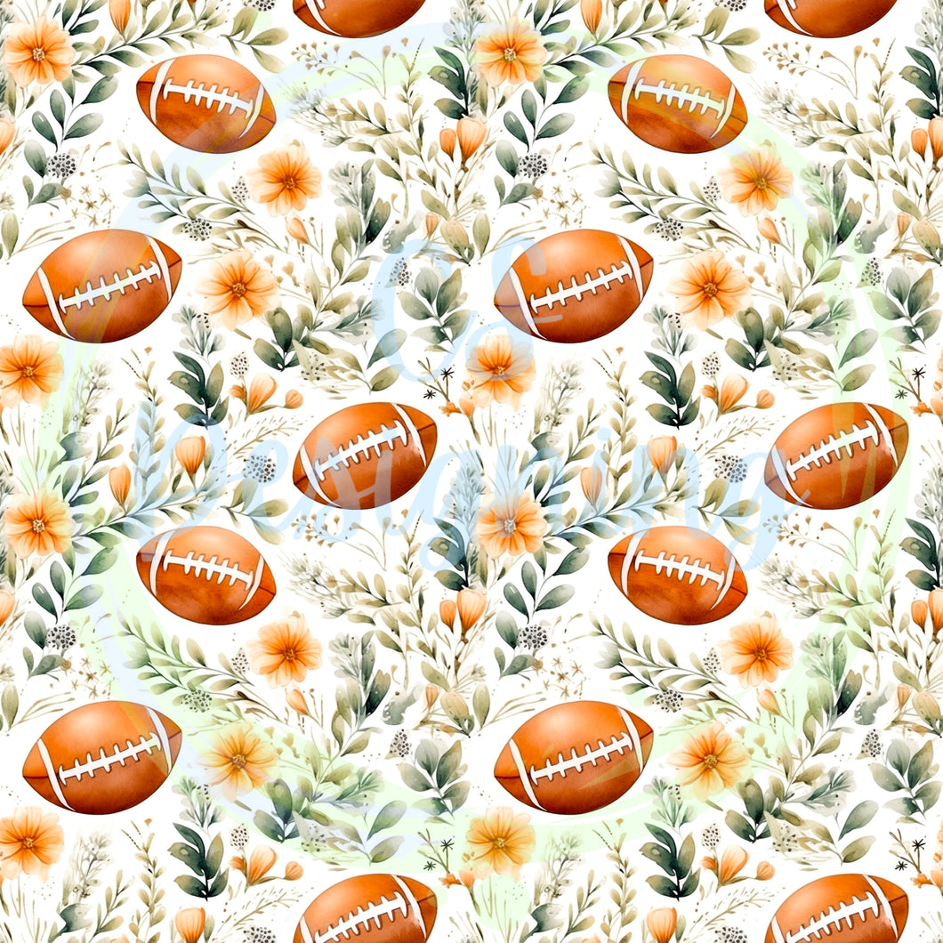 Football floral seamless pattern