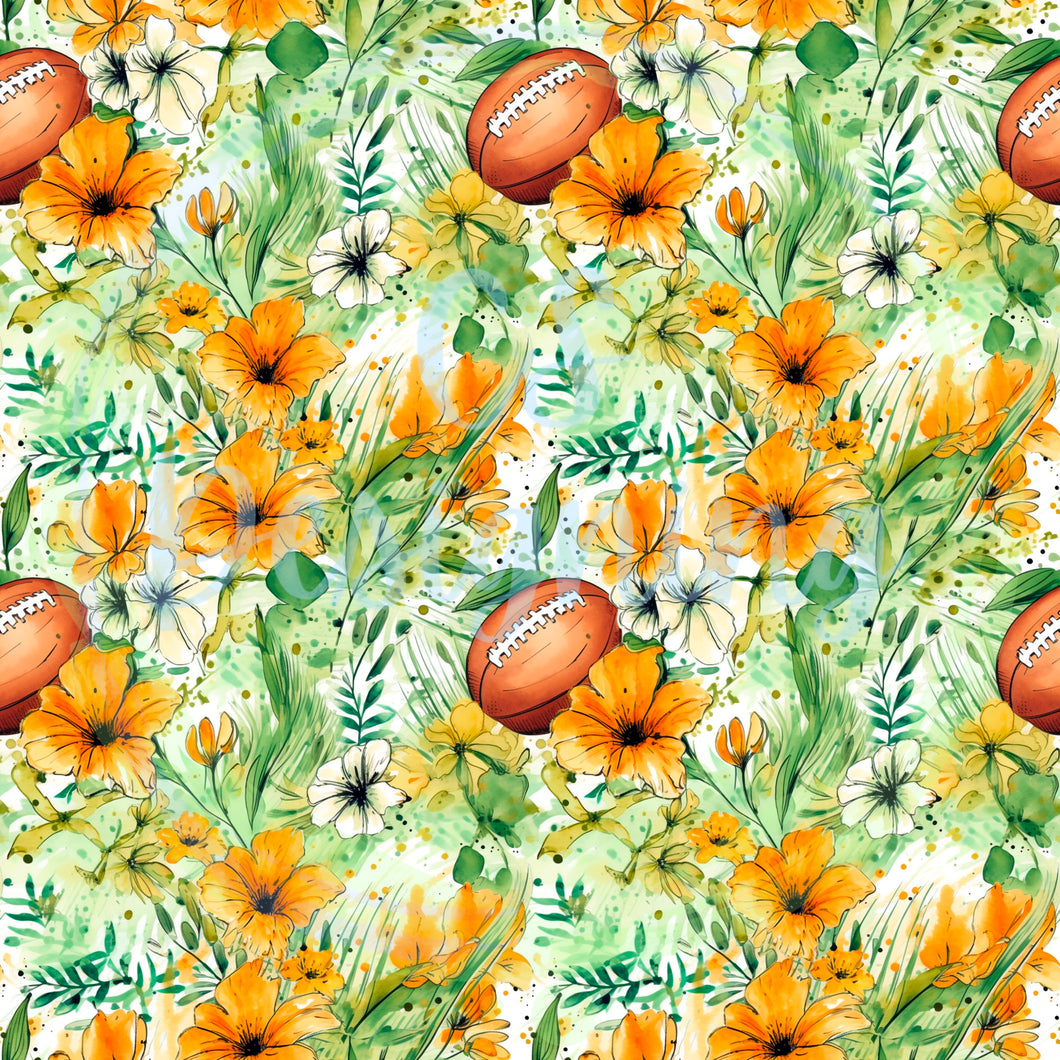 Football floral seamless pattern