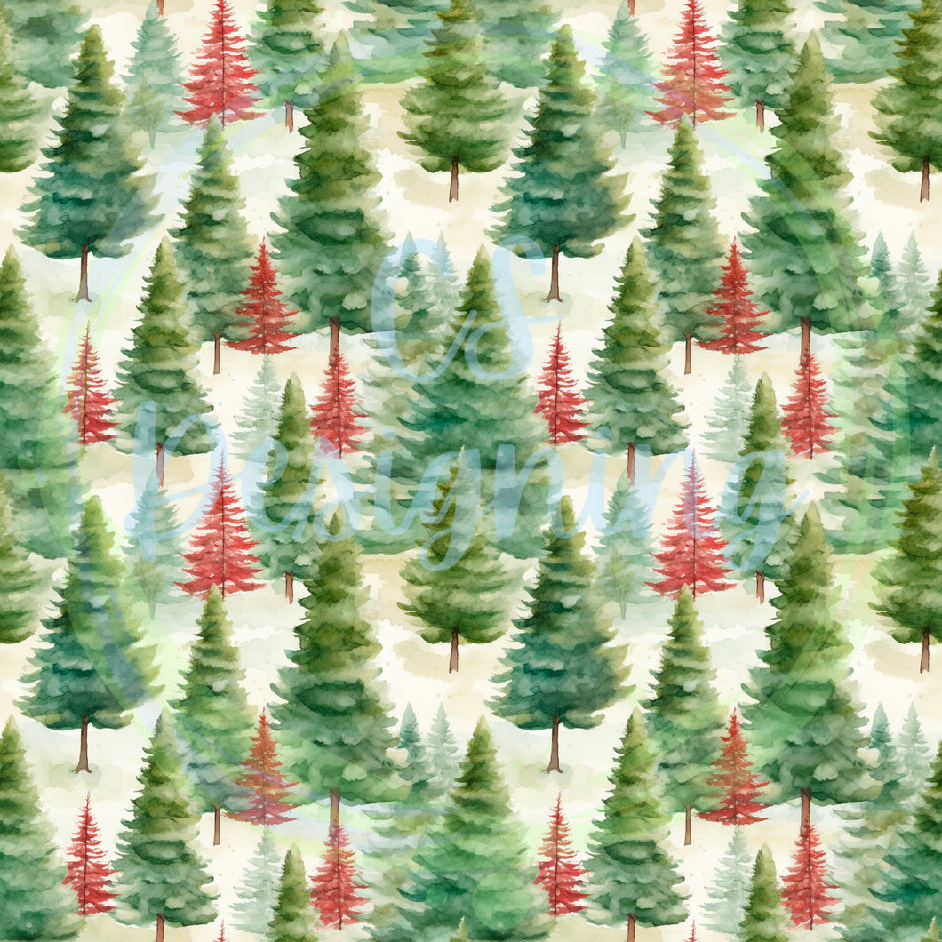 Pine trees seamless pattern