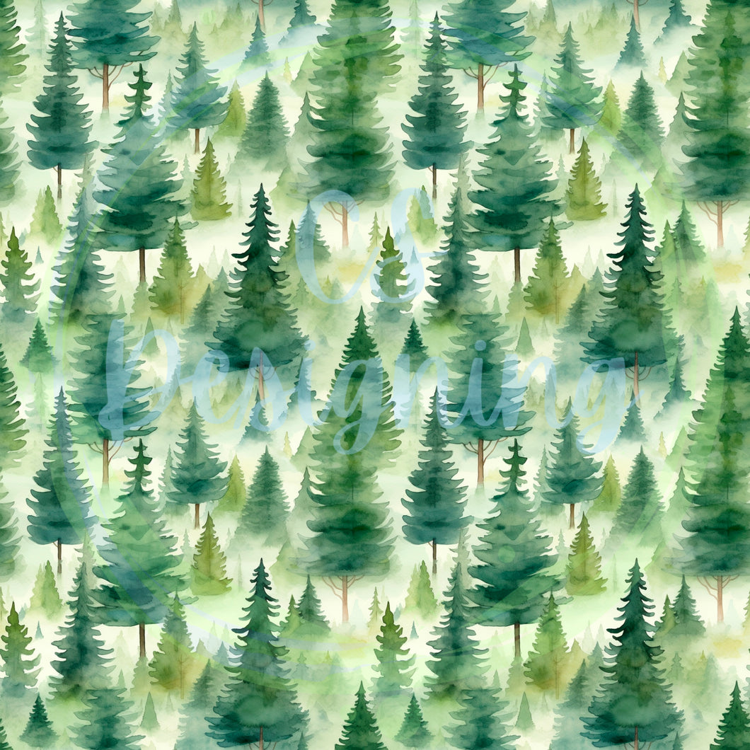Pine trees seamless pattern