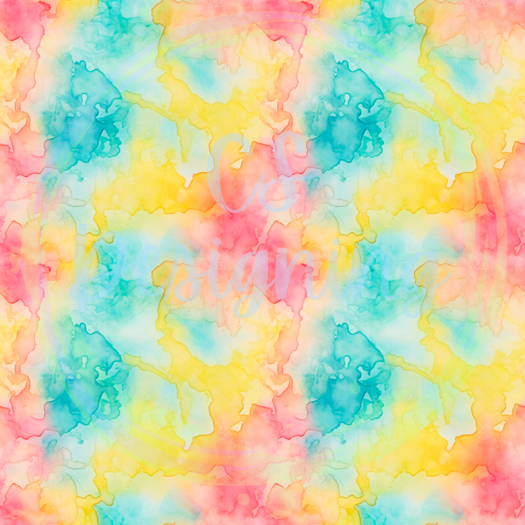 Red, blue, yellow tie dye seamless pattern