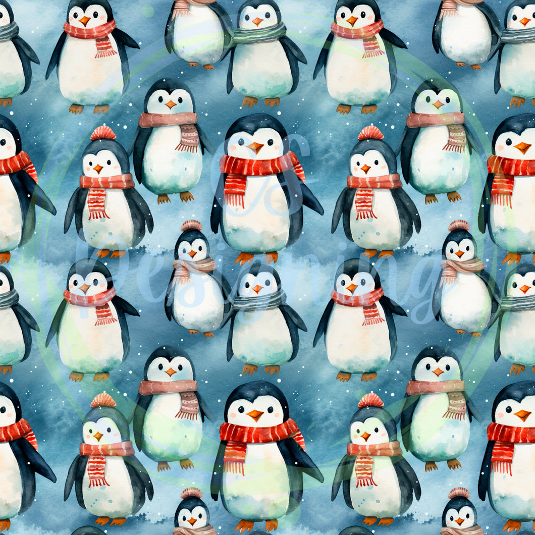 Penguins seamless pattern