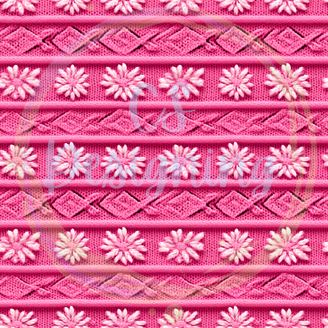 Pink Christmas knit seamless pattern