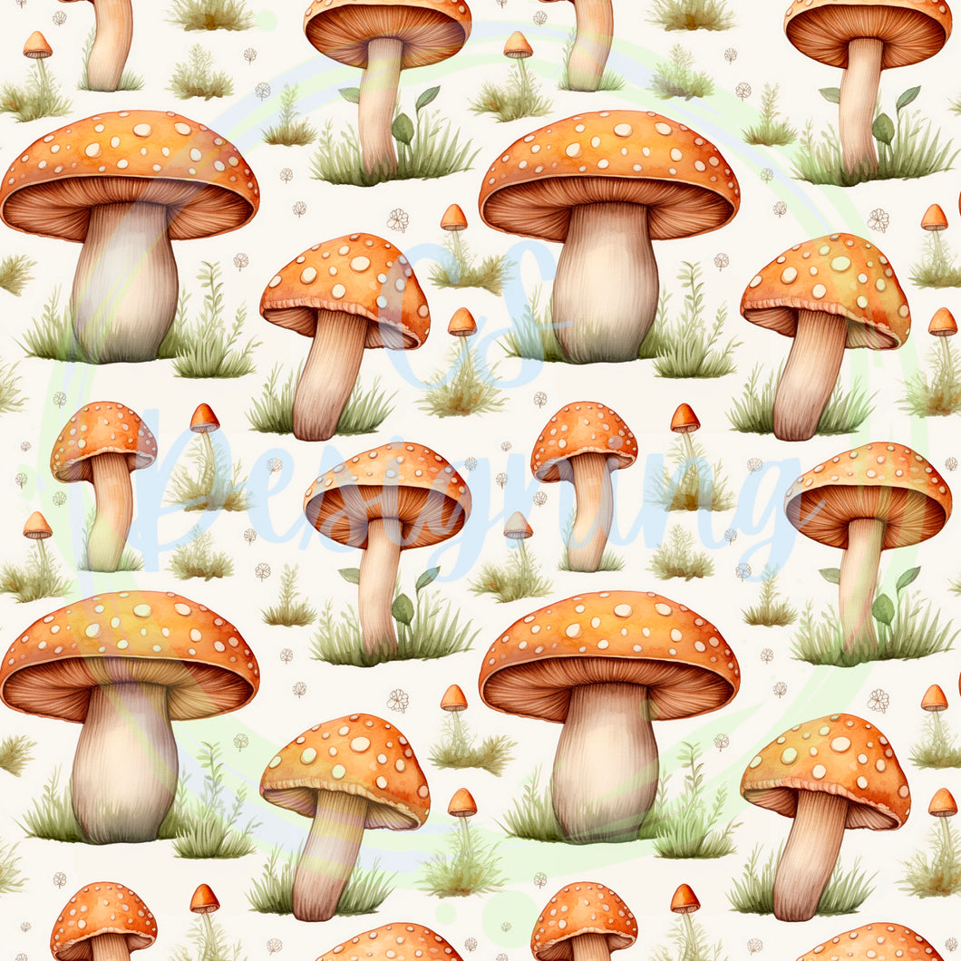 Mushrooms seamless pattern