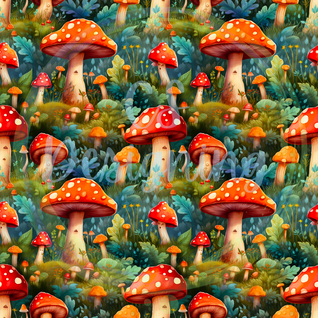 Mushrooms seamless pattern