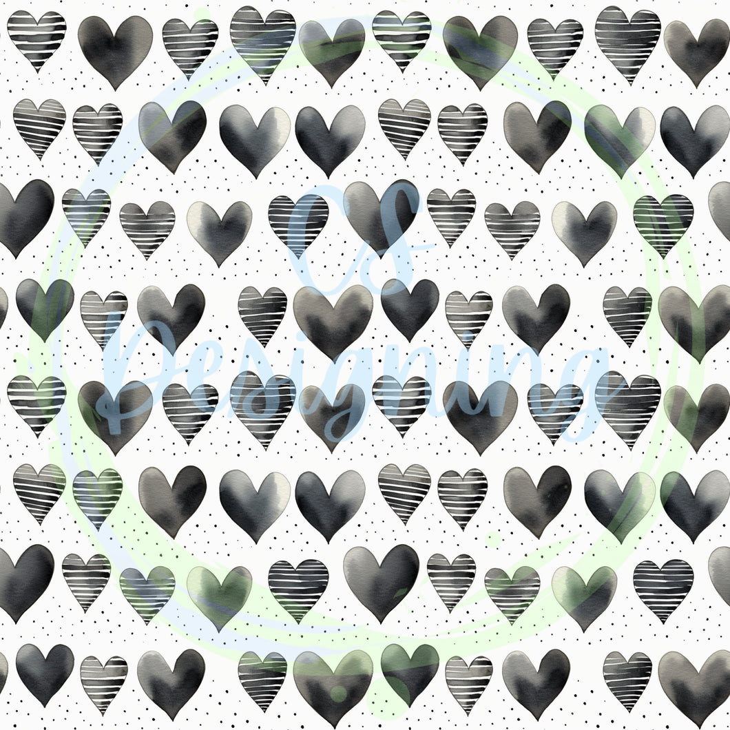 Black Hearts seamless pattern