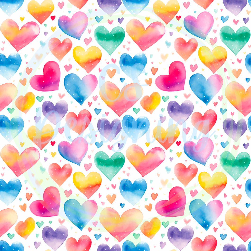 Rainbow Hearts seamless pattern