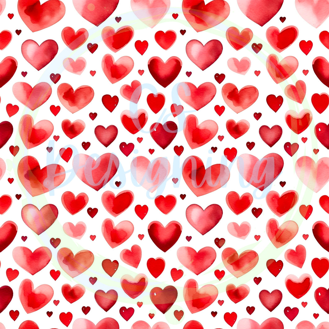 Red Hearts seamless pattern