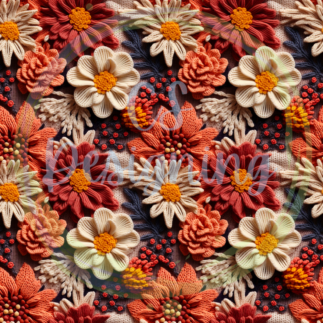 Fall floral seamless pattern