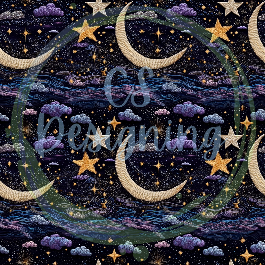 Starry night seamless pattern