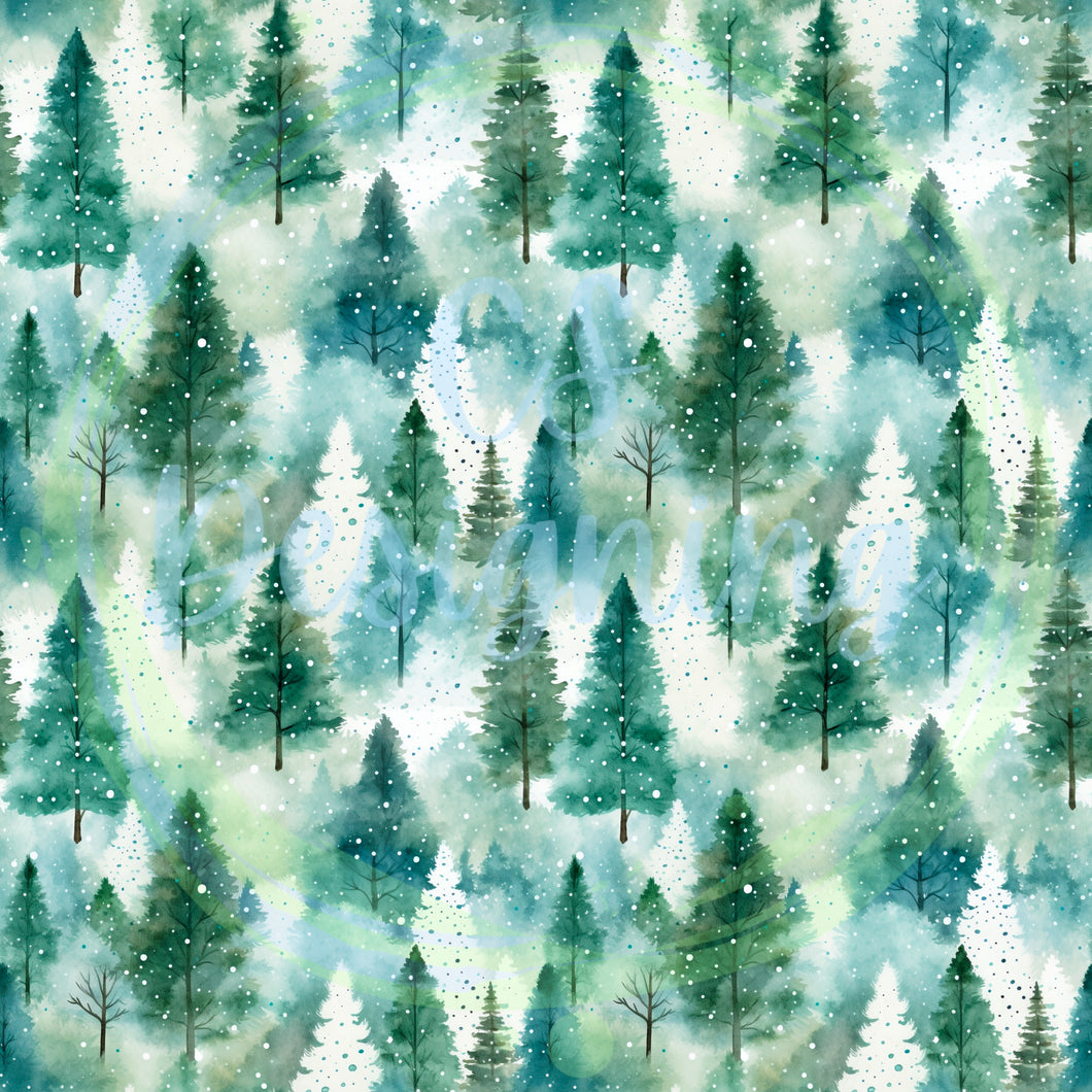 Snowy forrest seamless pattern