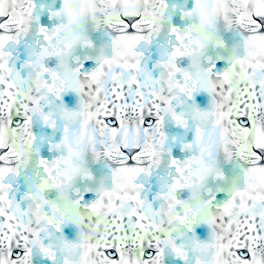 Snow leopard seamless pattern