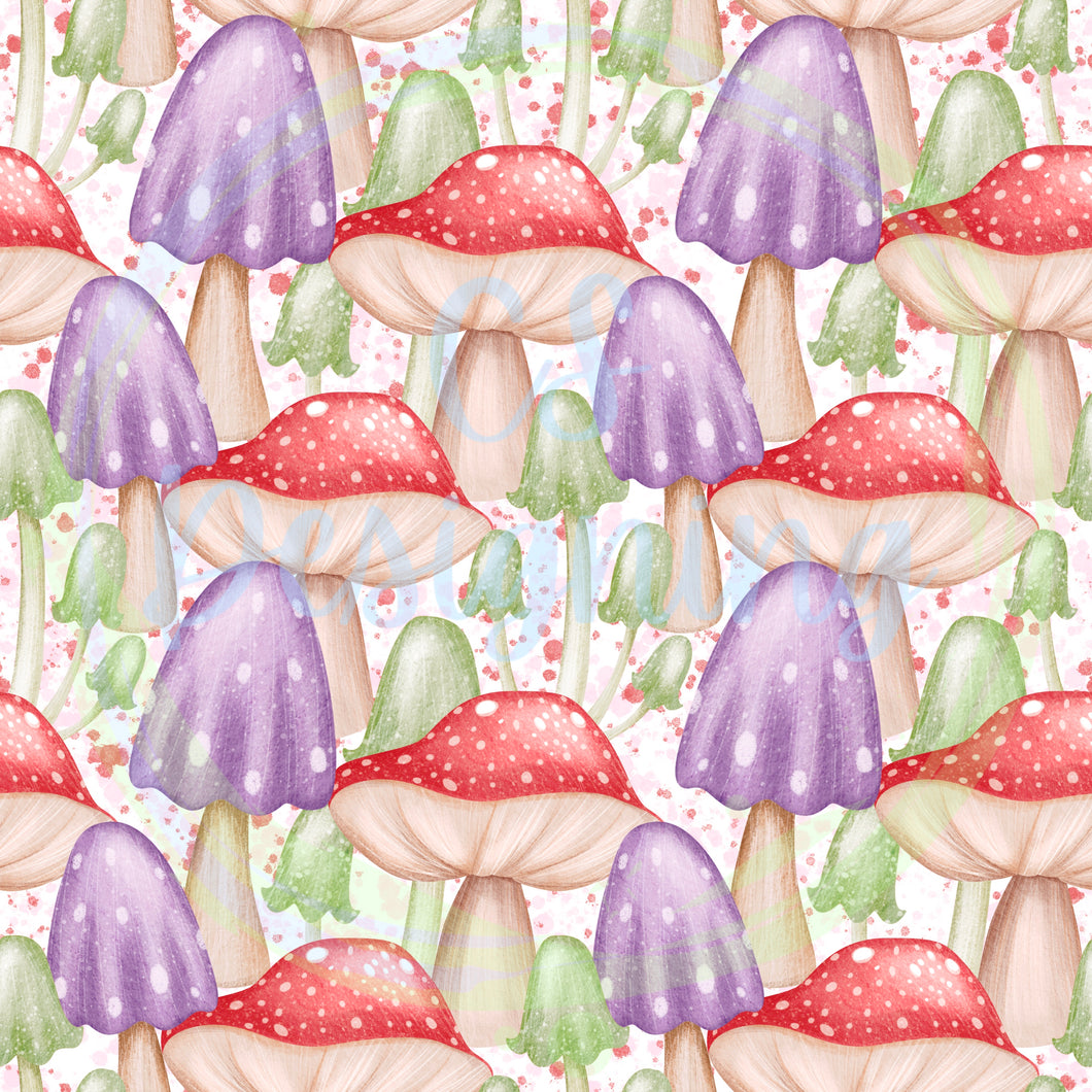 Fall fairies mushrooms seamless pattern