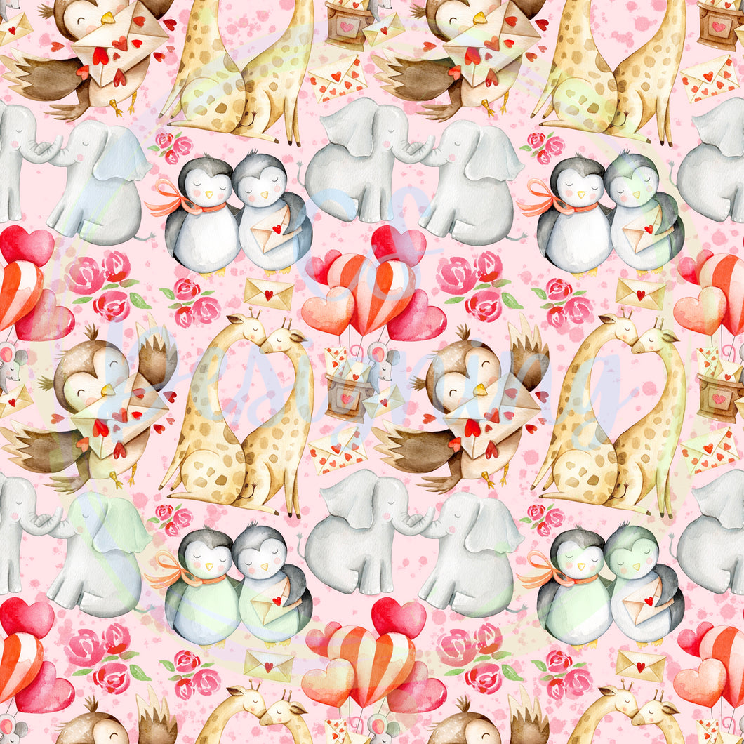 Vday animals seamless pattern