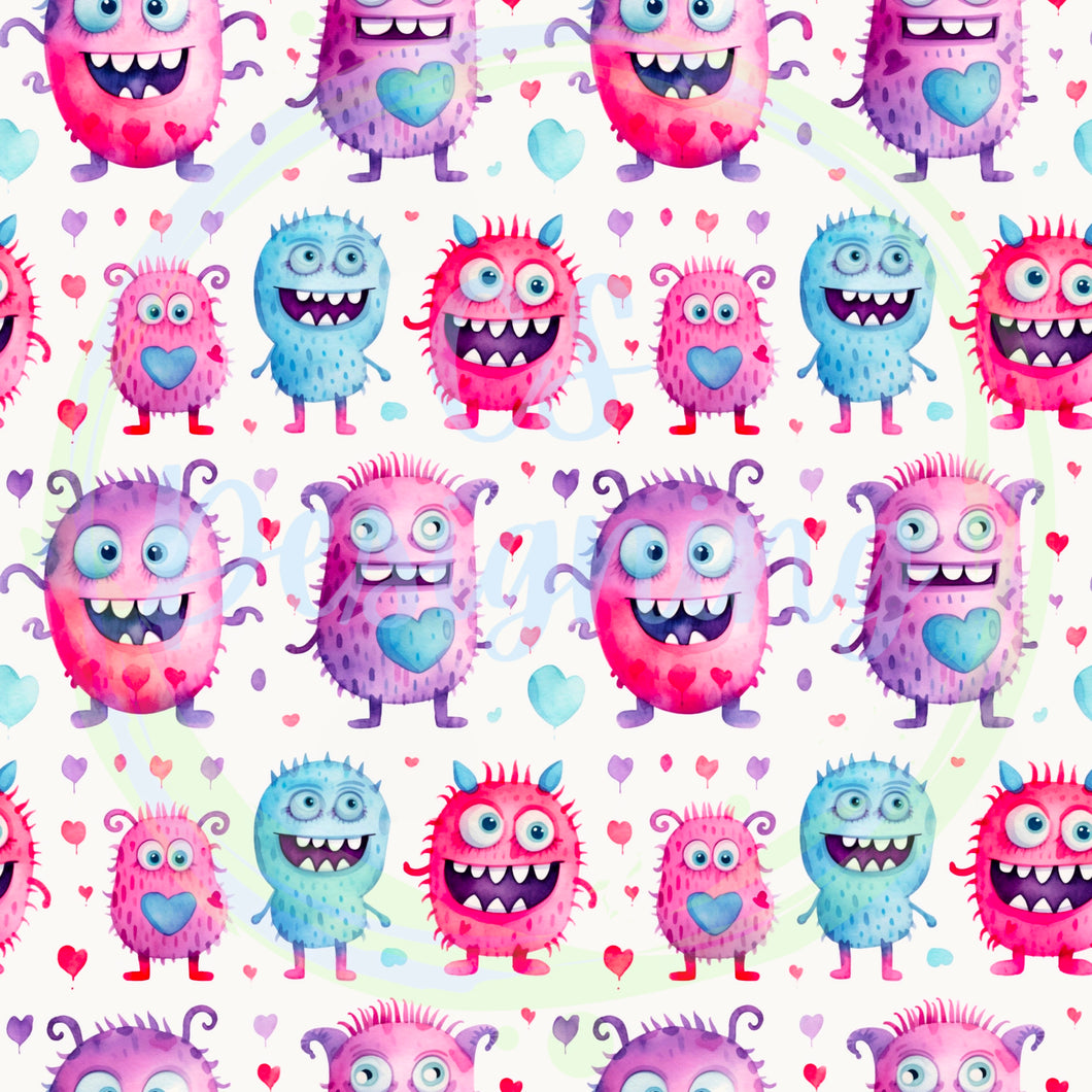 Love monsters seamless pattern