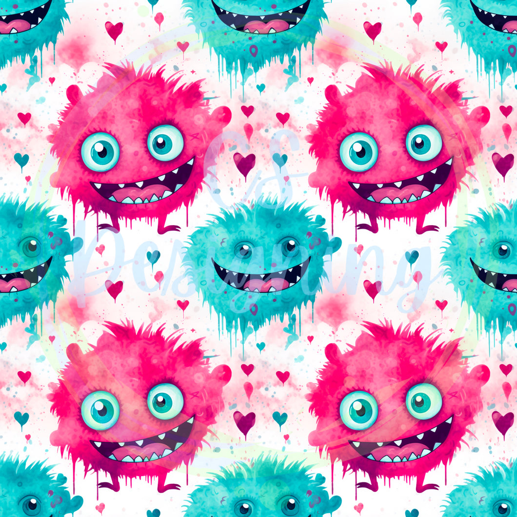 Love monsters seamless pattern