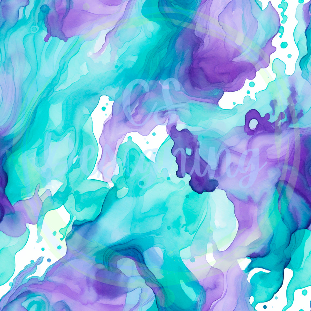 Purple/teal swirl seamless pattern
