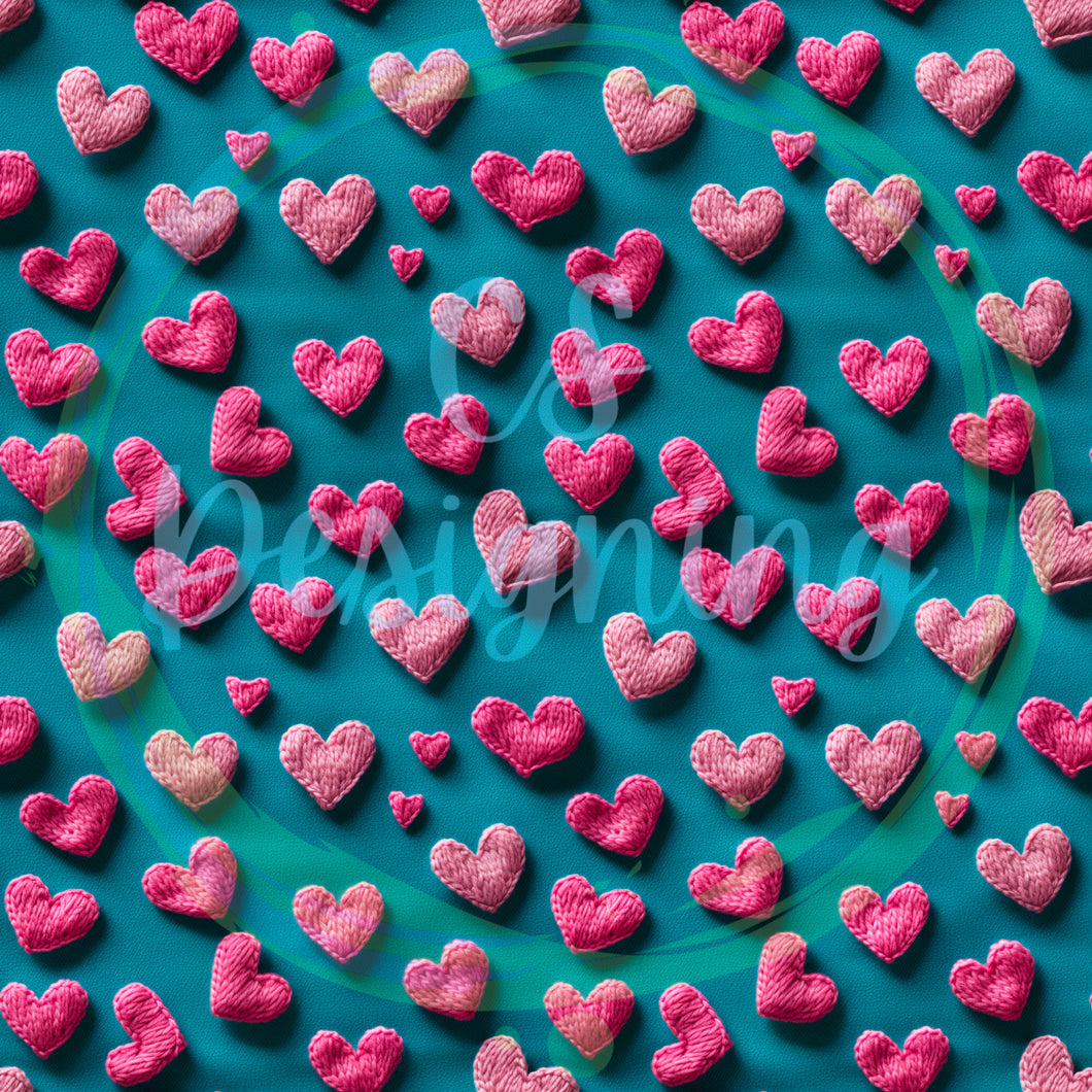 Pink/teal hearts seamless pattern