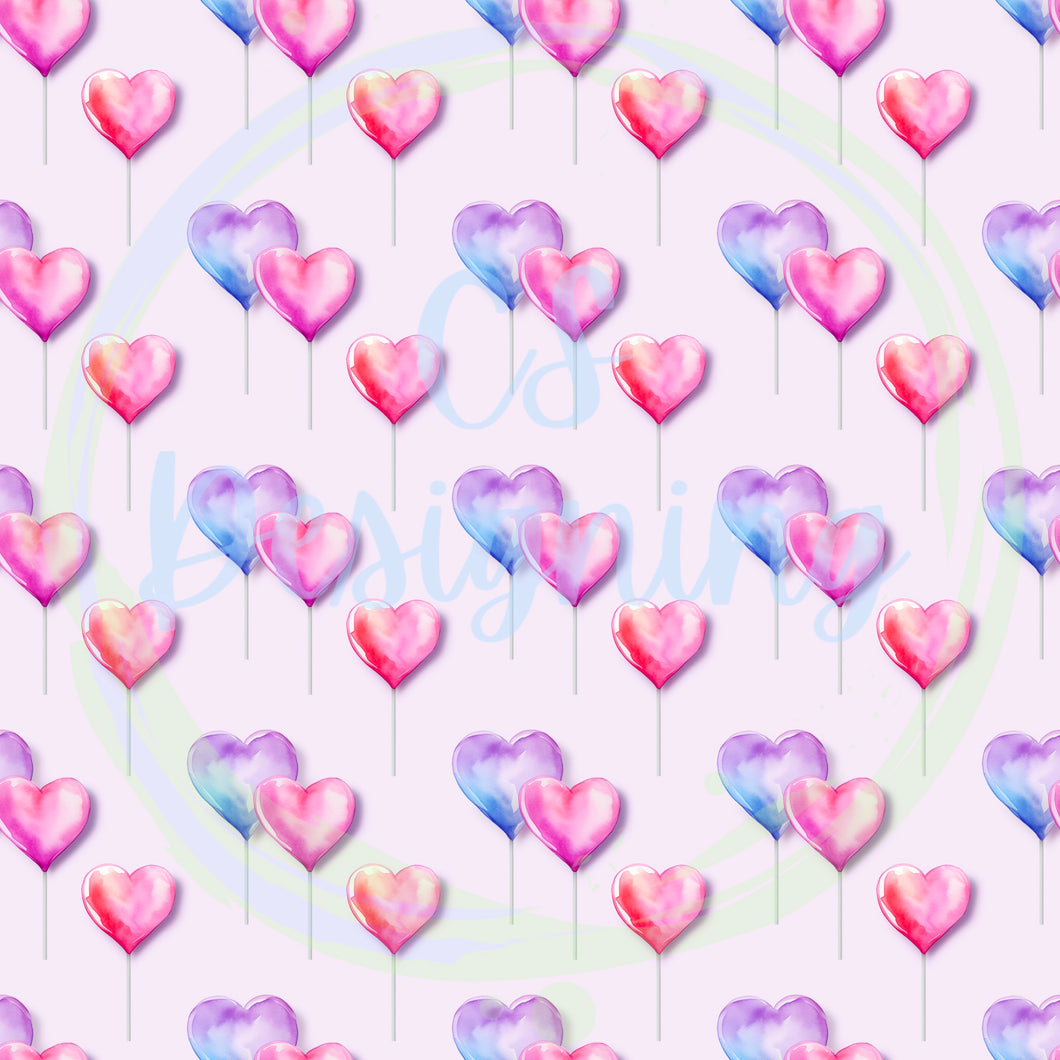 Pink/purple heart lollis seamless pattern