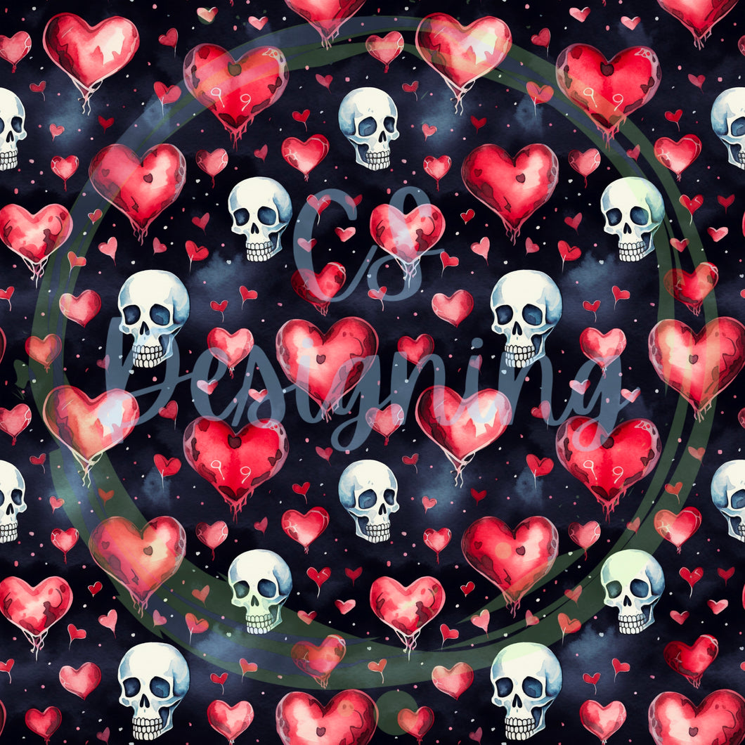 Vday Skulls seamless pattern