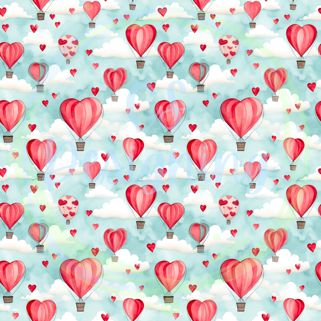 Valentines hot air balloons seamless pattern