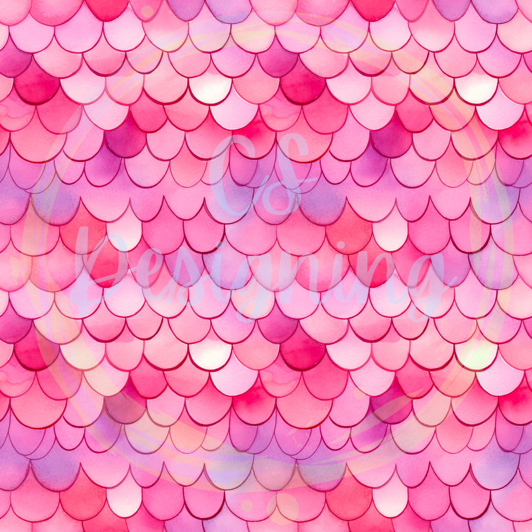 Valentines mermaid scales seamless pattern