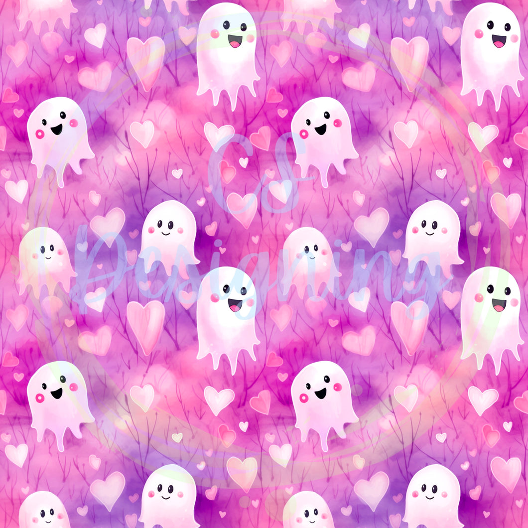 Vday ghosts seamless pattern