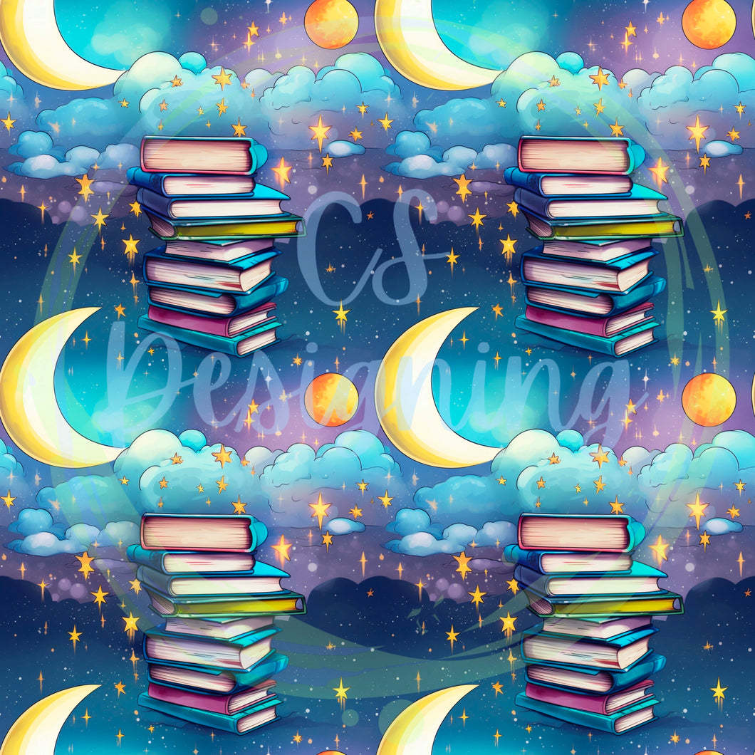 Galaxy books seamless pattern