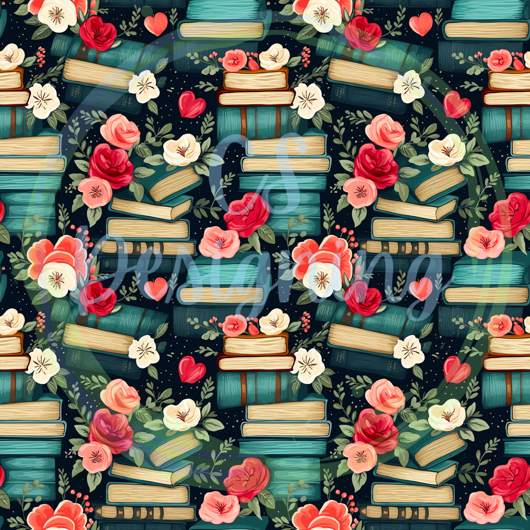 Love books seamless pattern