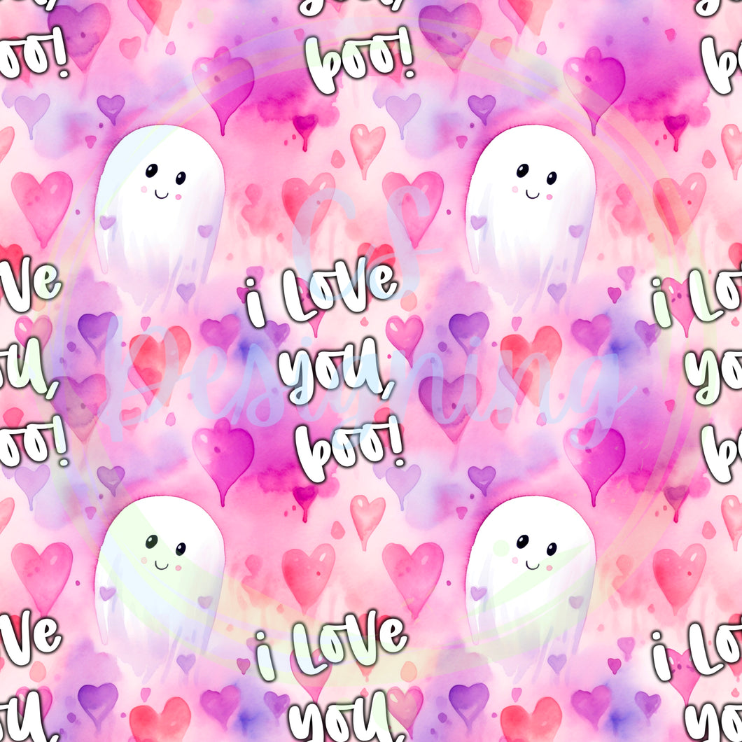 Ghosts valentines seamless pattern