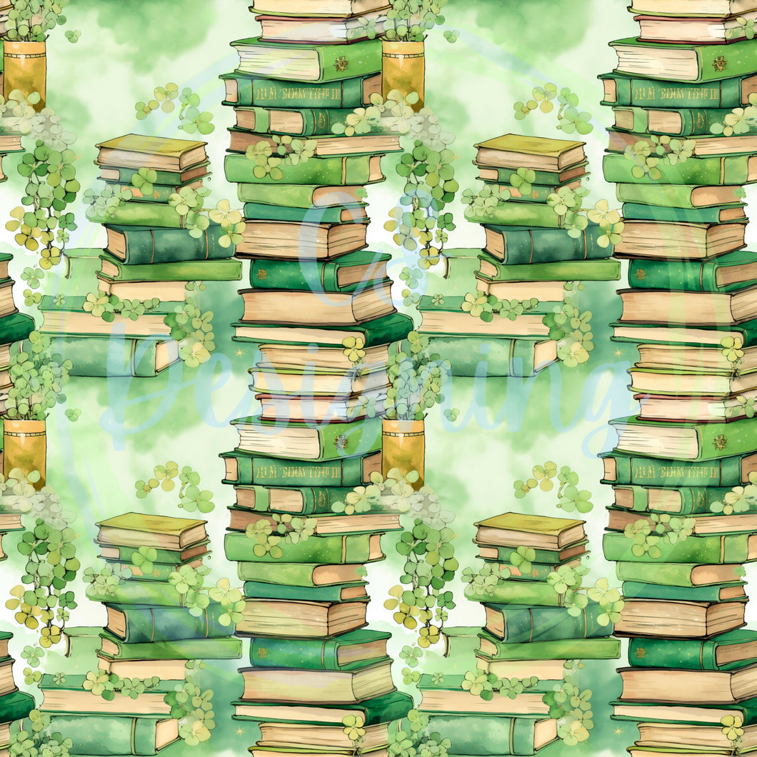 St patricks day books seamless pattern