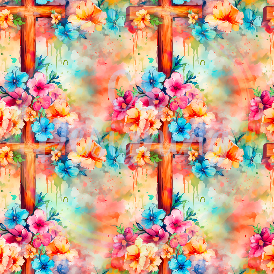 Easter cross seamless pattern