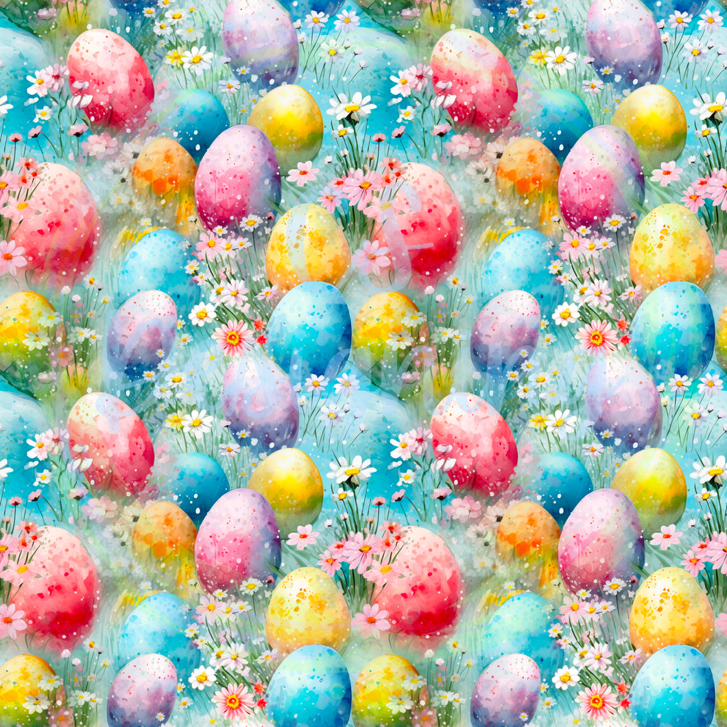 Easter eggs and daisies seamless pattern