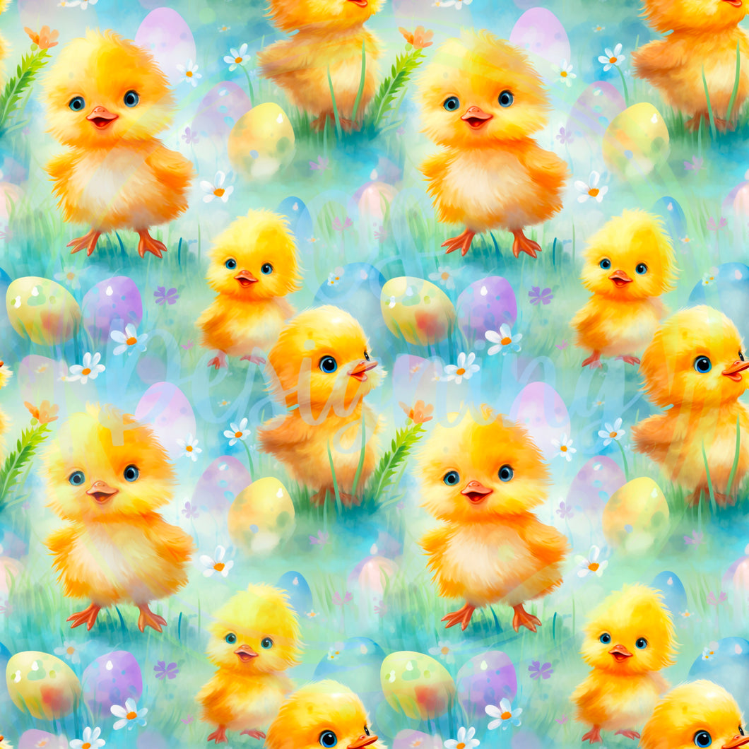 Easter chicks seamless pattern