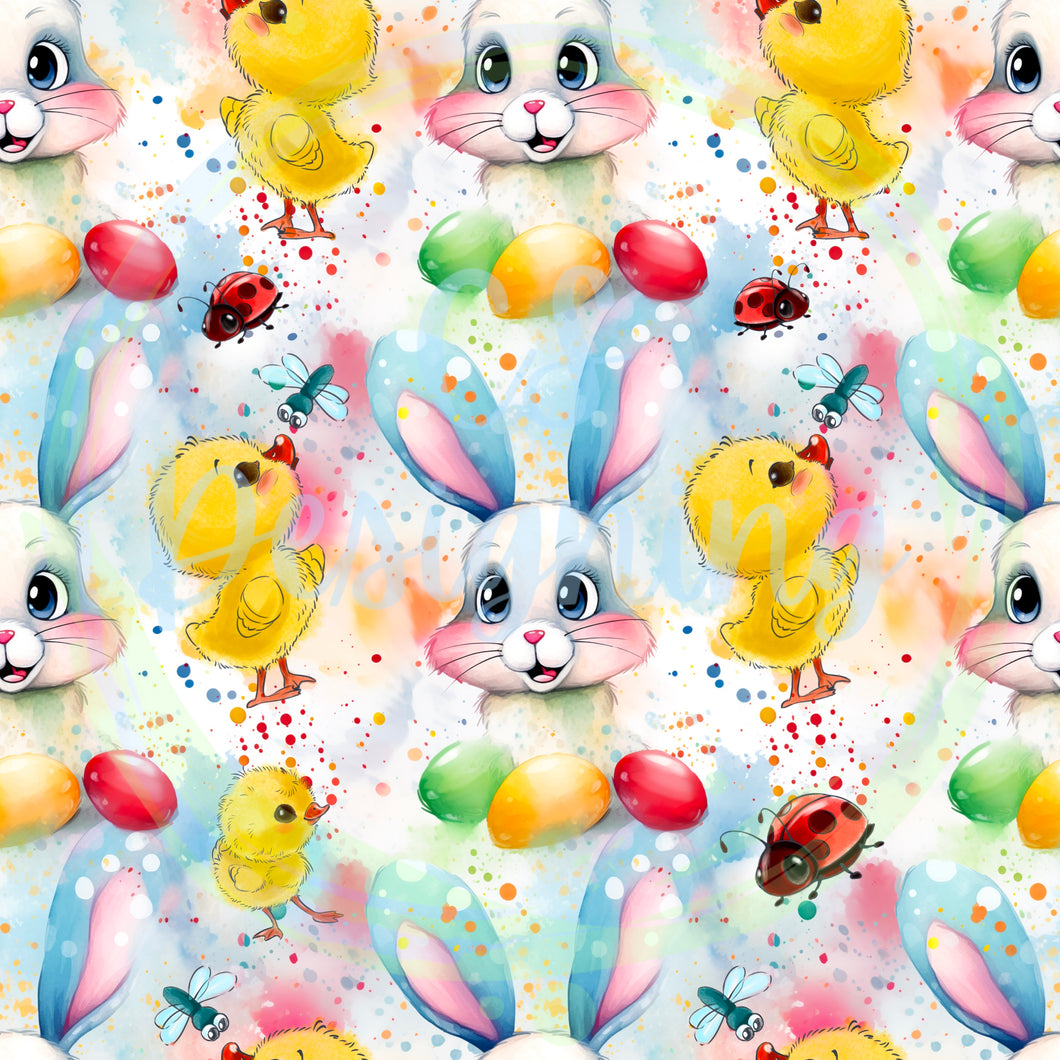 Easter animals seamless pattern