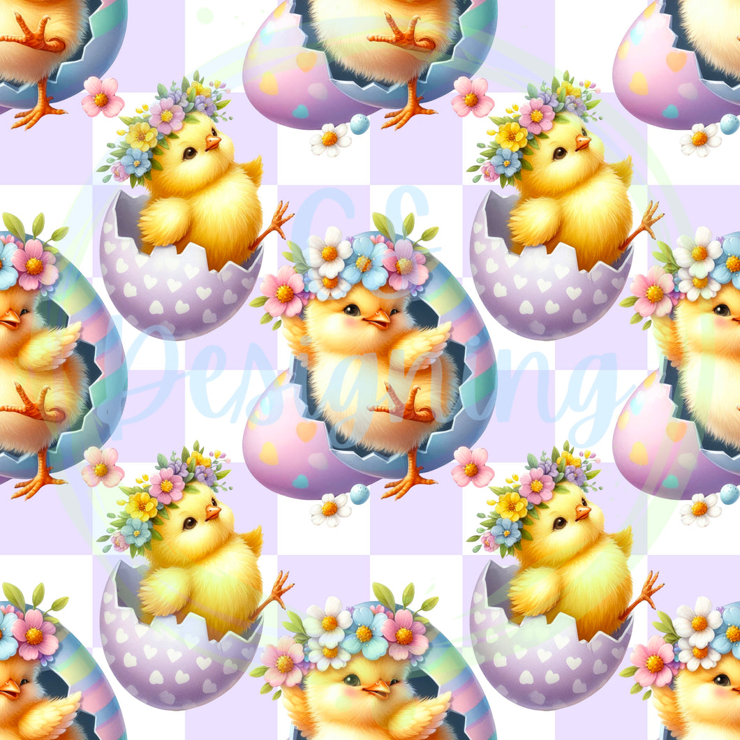 Easter chicks seamless pattern