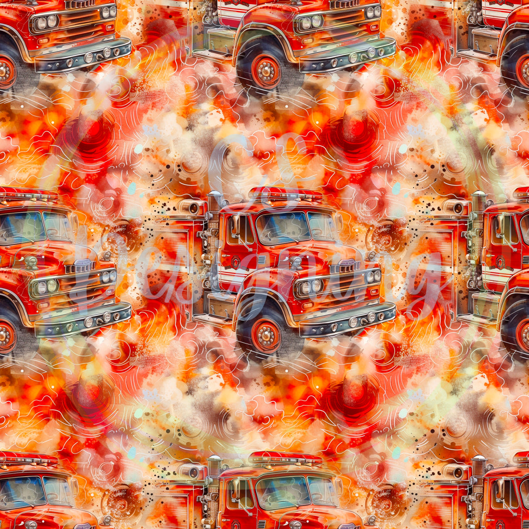 Firetruck seamless pattern