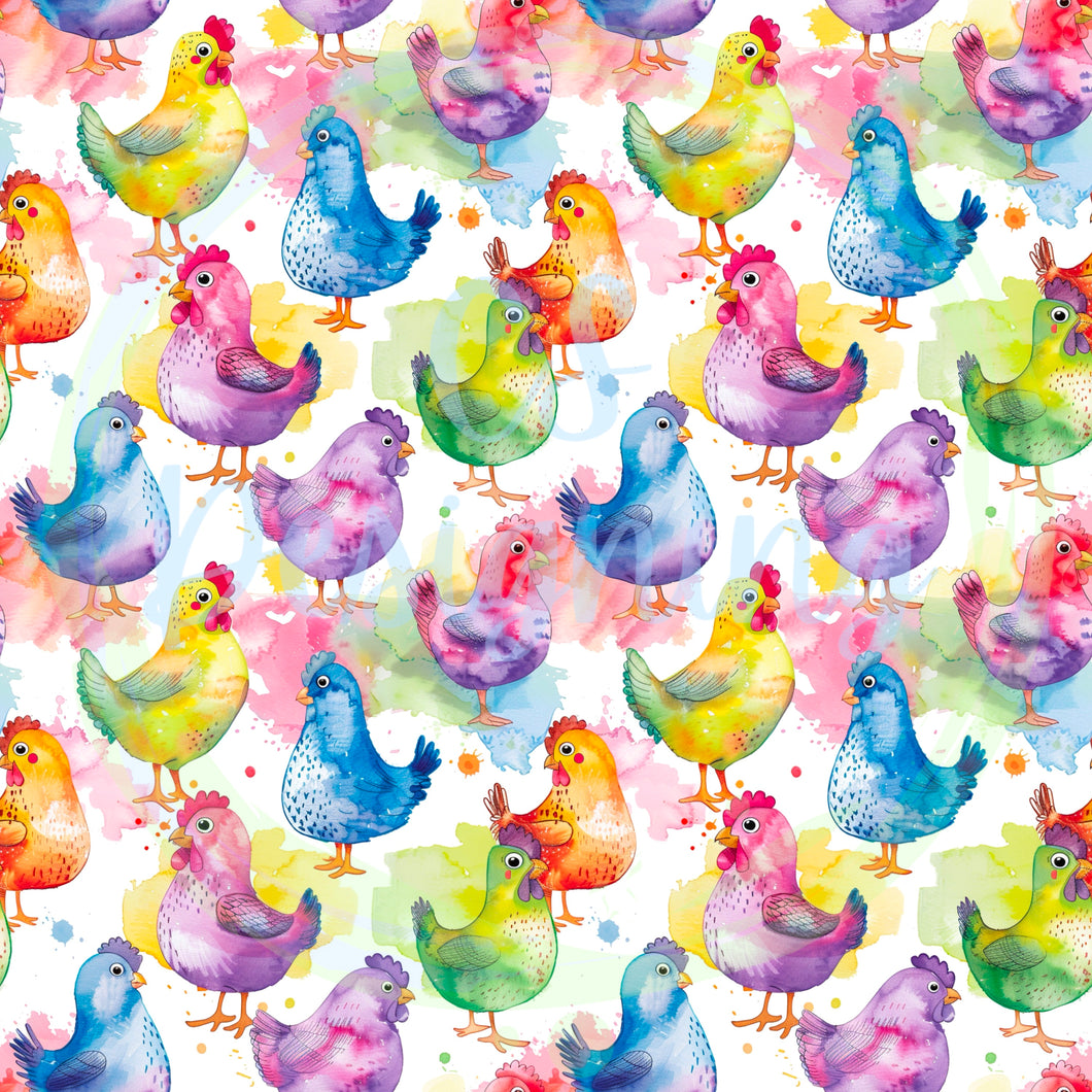 Rainbow chickens seamless pattern