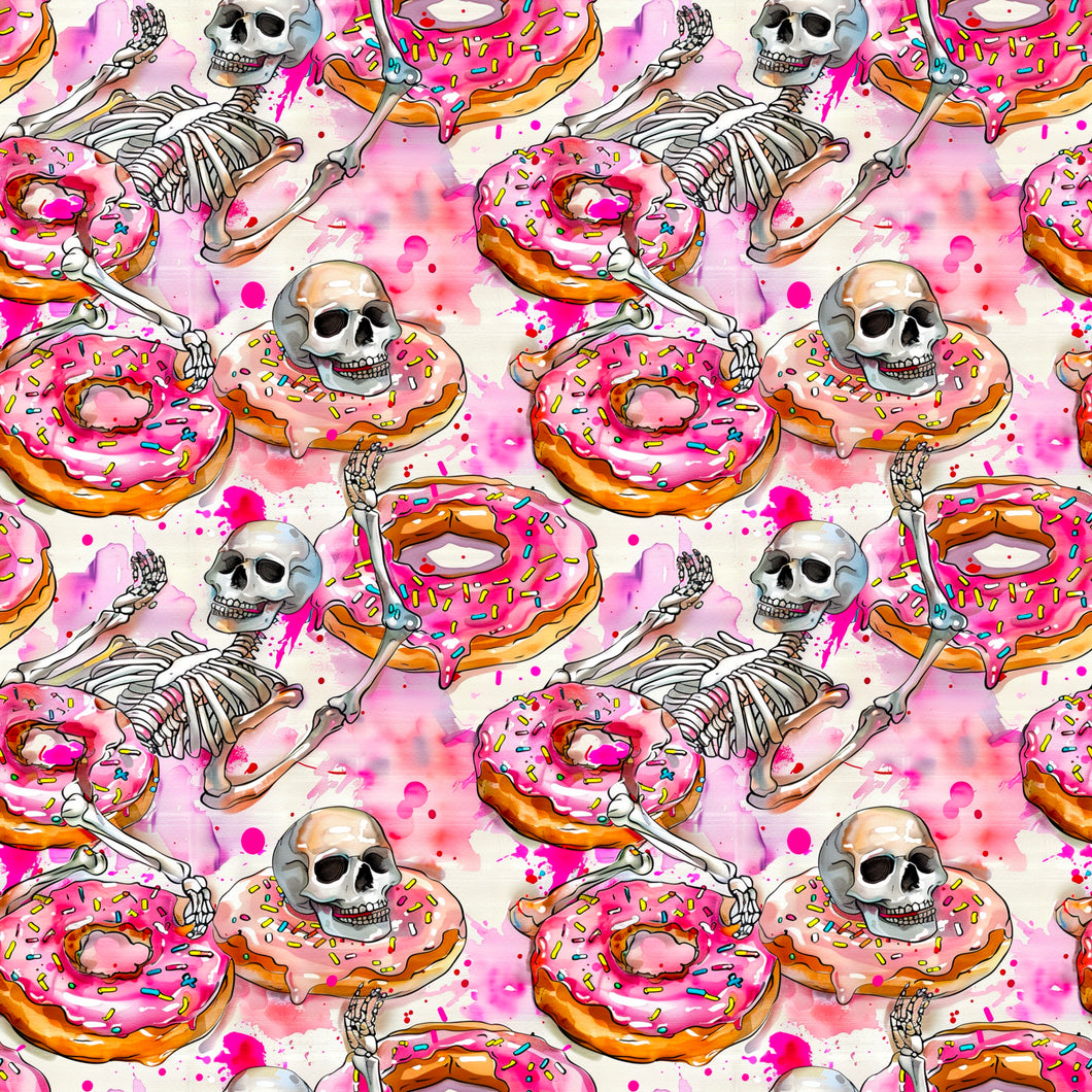 Skeletons donuts seamless pattern