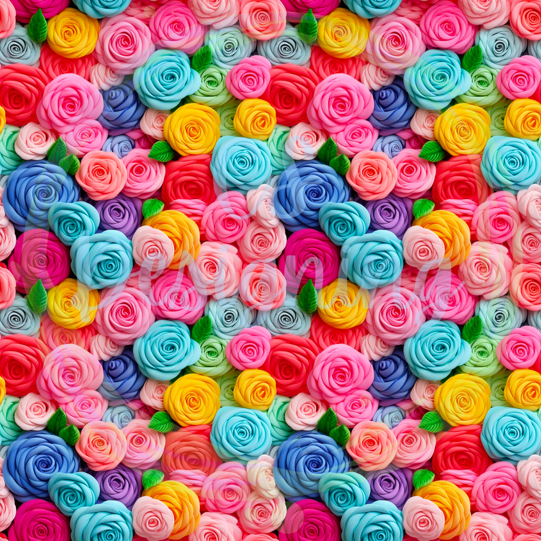 Rainbow floral seamless pattern