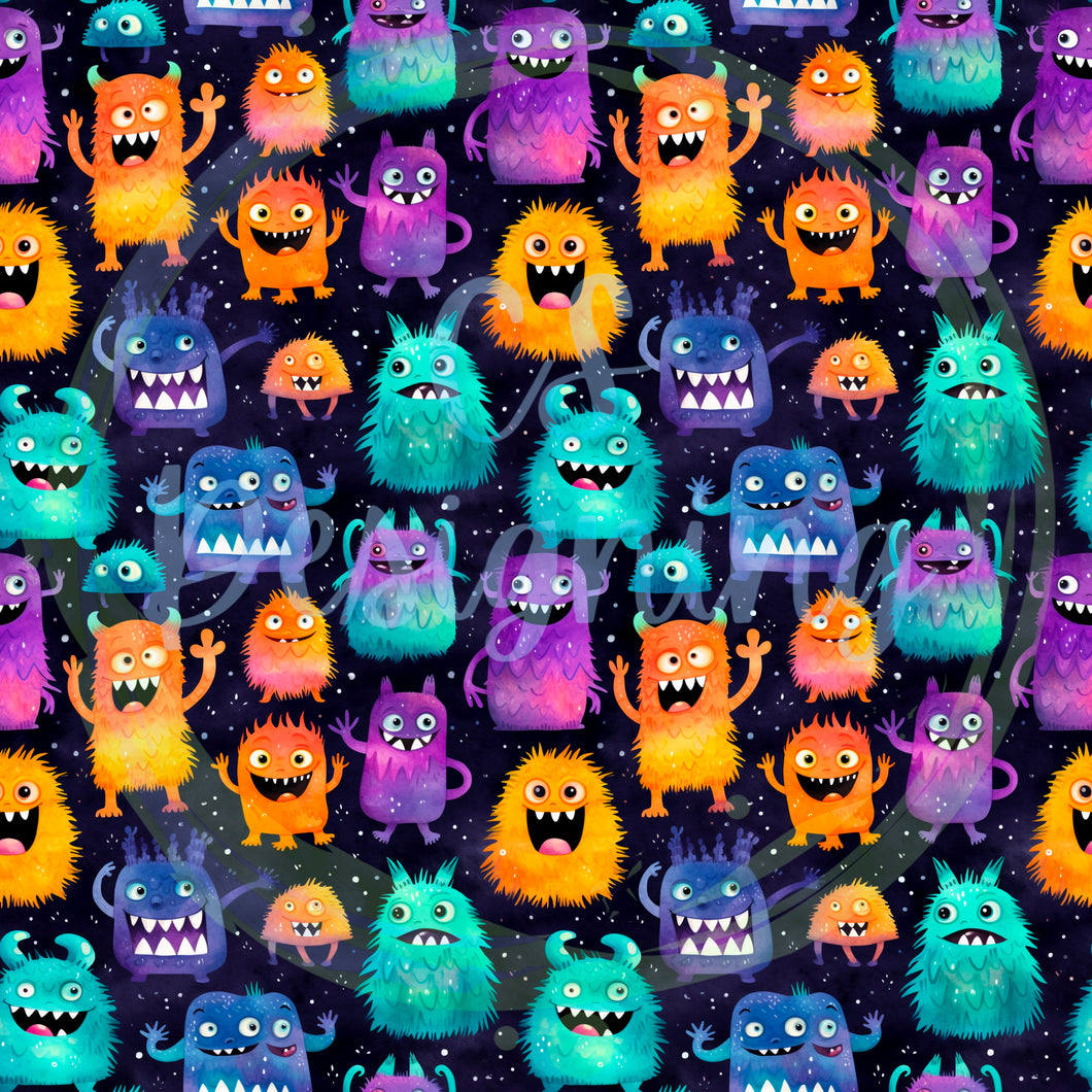 Halloween monsters seamless pattern