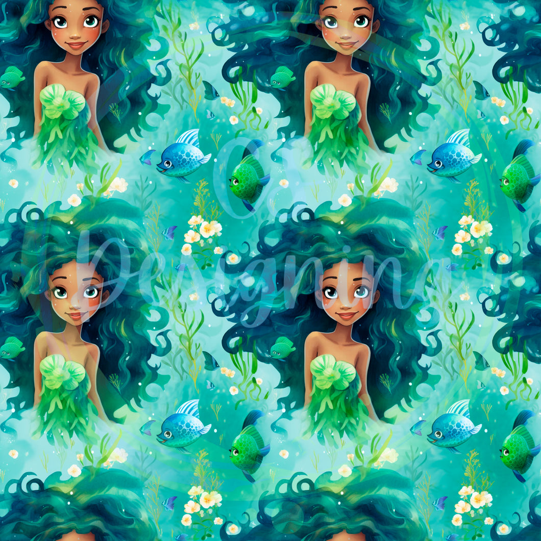 Mermaids seamless pattern
