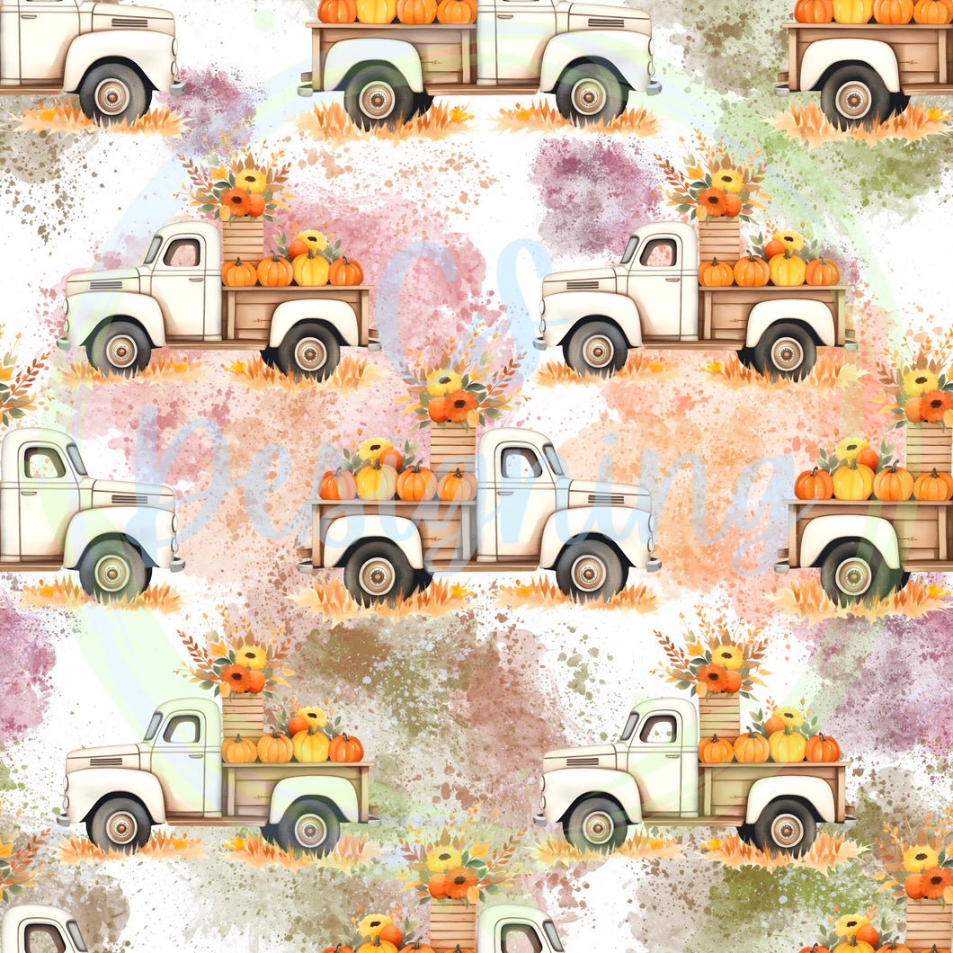 Fall trucks seamless pattern