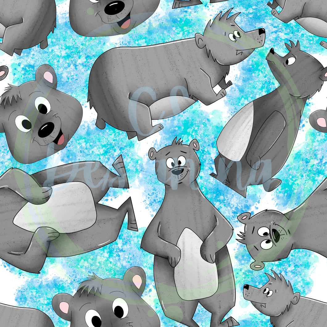 Gray bears seamless pattern