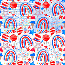 Load image into Gallery viewer, Patriotic rainbows seamless pattern
