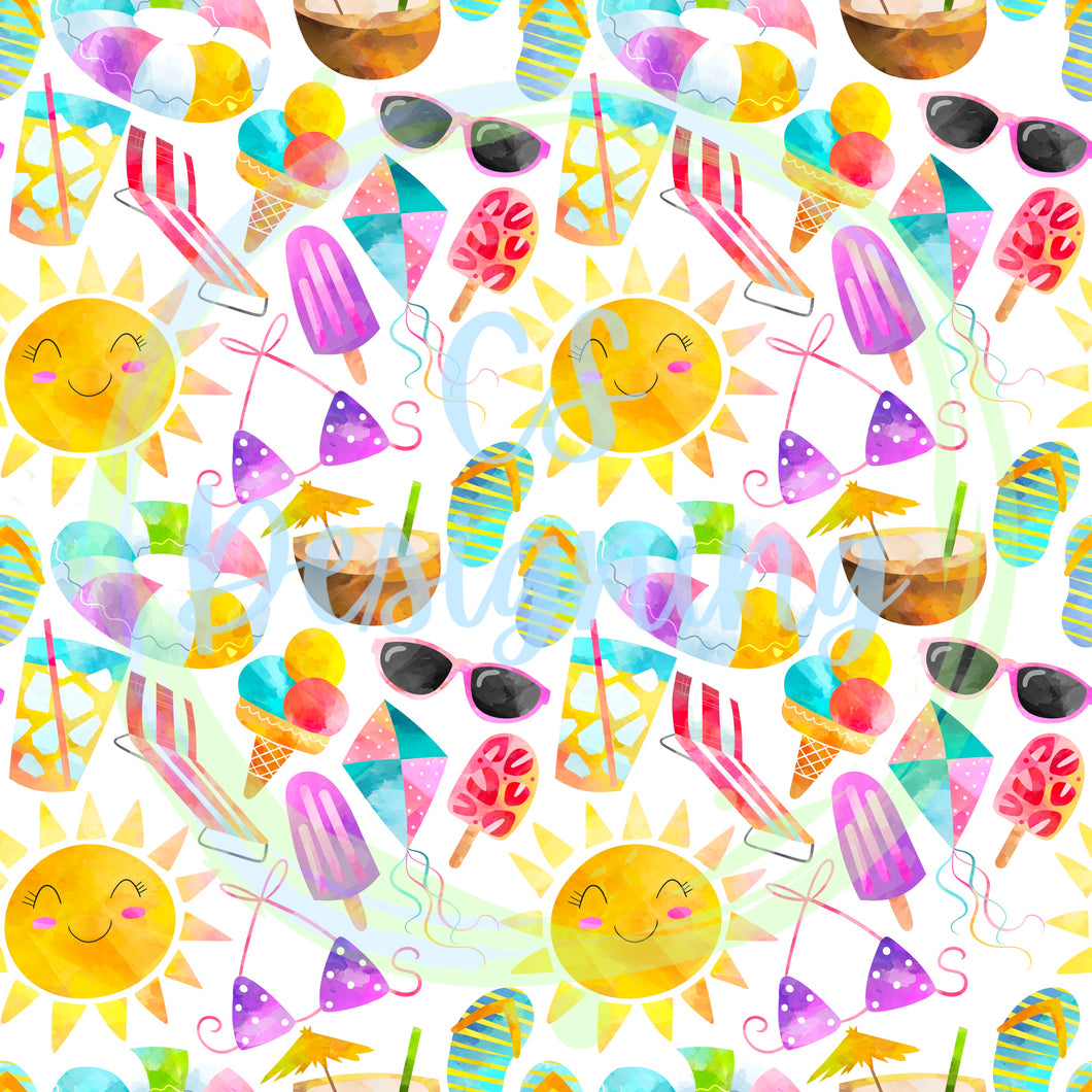 Fun in the sun seamless pattern