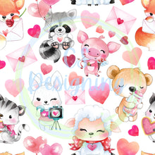 Load image into Gallery viewer, Valentines animals seamless pattern
