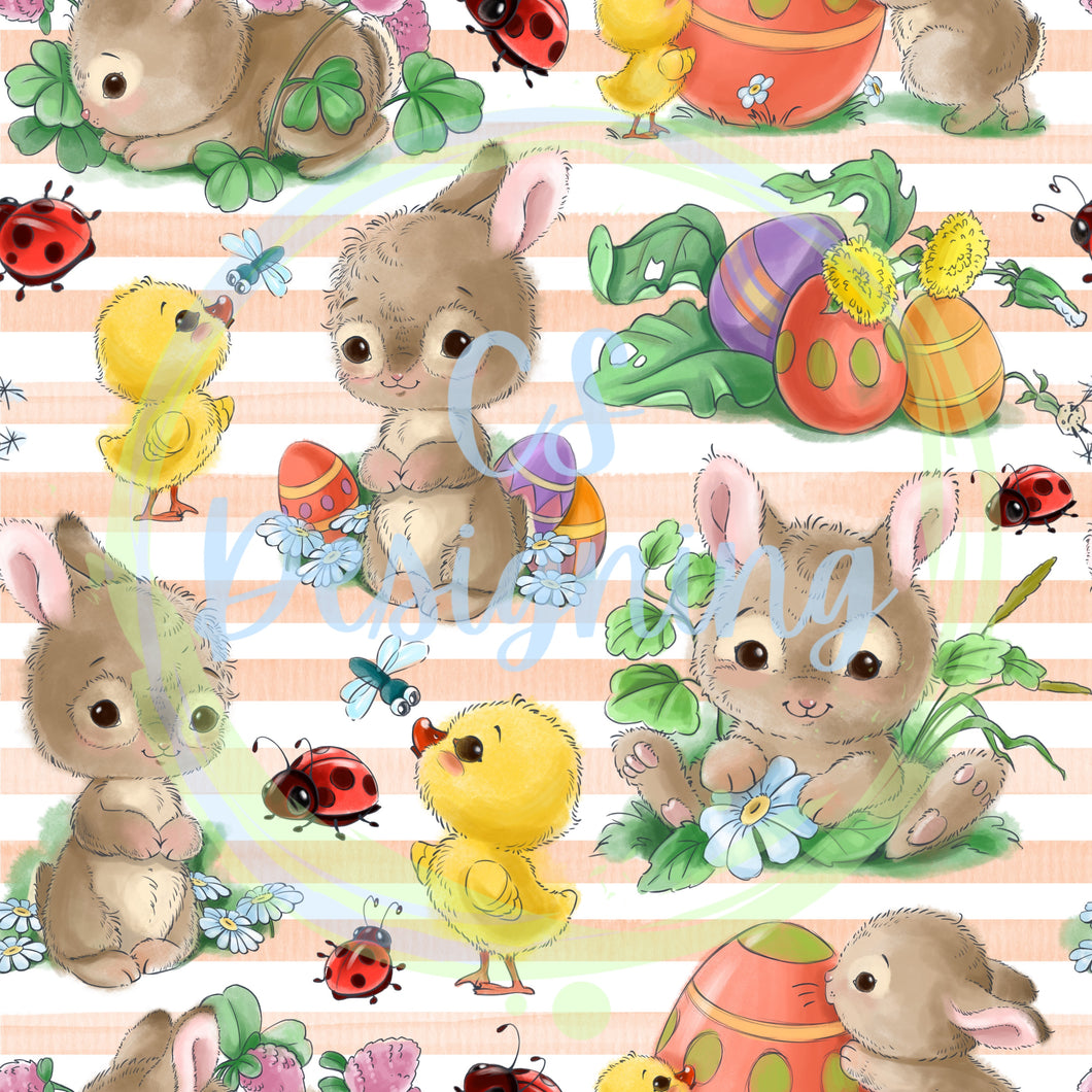 Bunny garden seamless pattern