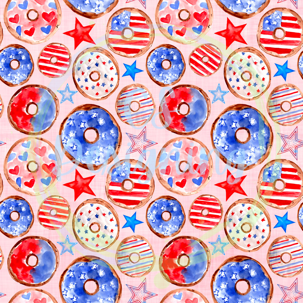 Patriotic donuts seamless pattern